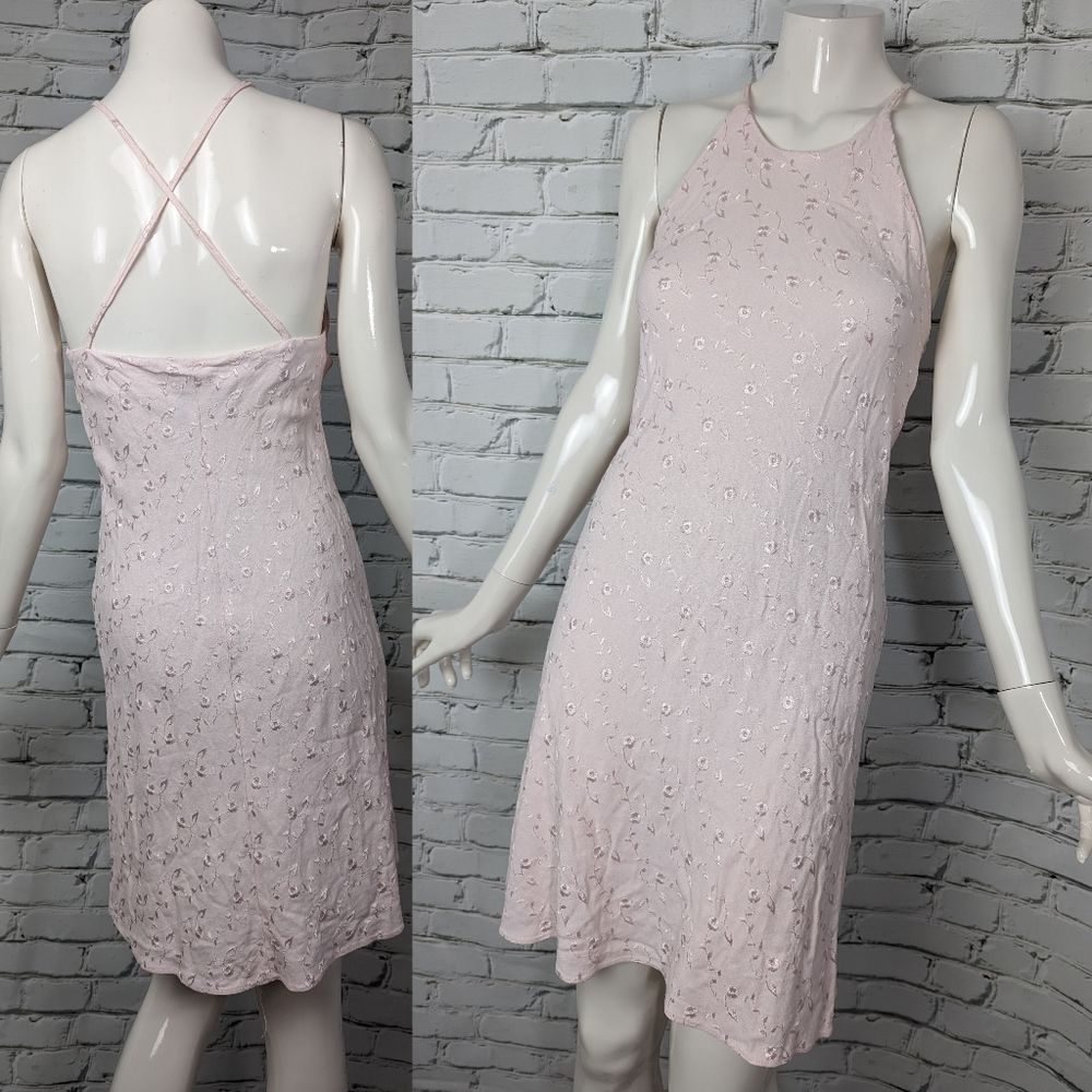 Vintage 90's pink eyelet mini dress with spaghetti straps